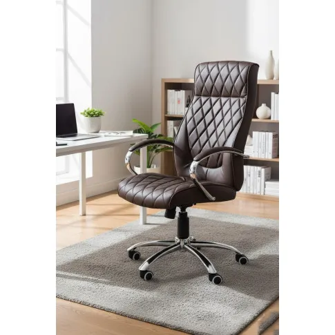 Fotografia Pikowany brązowy fotel obrotowy - Andera z kategorii Fotele