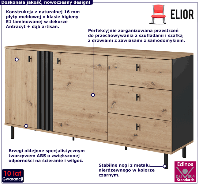 Nowoczesna komoda do salonu Elsa 6X