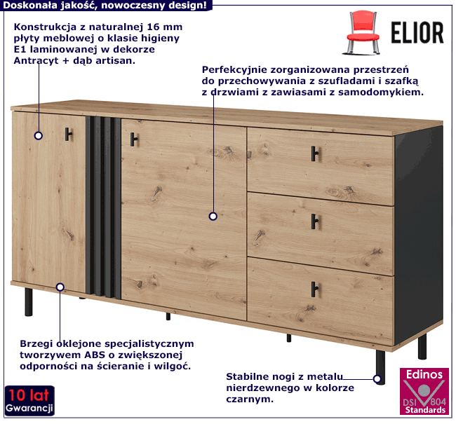 Nowoczesna komoda do salonu Sybil 6X