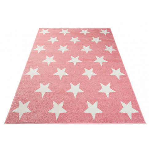 Biało różowy dywan Labu 3x w gwiazdki