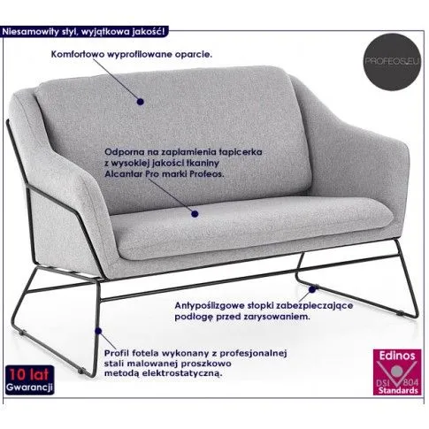 Fotografia Sofa dwuosobowa Morra 4X - popielata z kategorii Kanapy i sofy