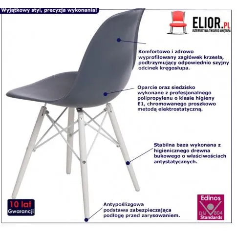 Fotografia Krzesło skandynawskie Dandeliox - ciemnoszare z kategorii Krzesła drewniane