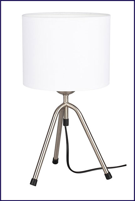 Klasyczna lampka stołowa z białym abażurem na trójnogu A13-Doha