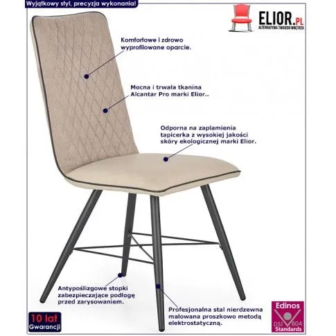 Fotografia Krzesło tapicerowane Alisa - beżowe z kategorii Krzesła