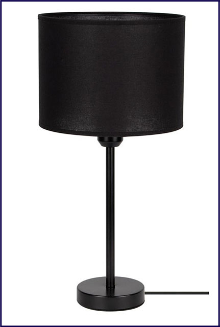 Czarna lampka stołowa z tkaninowym abażurem A17-Apia