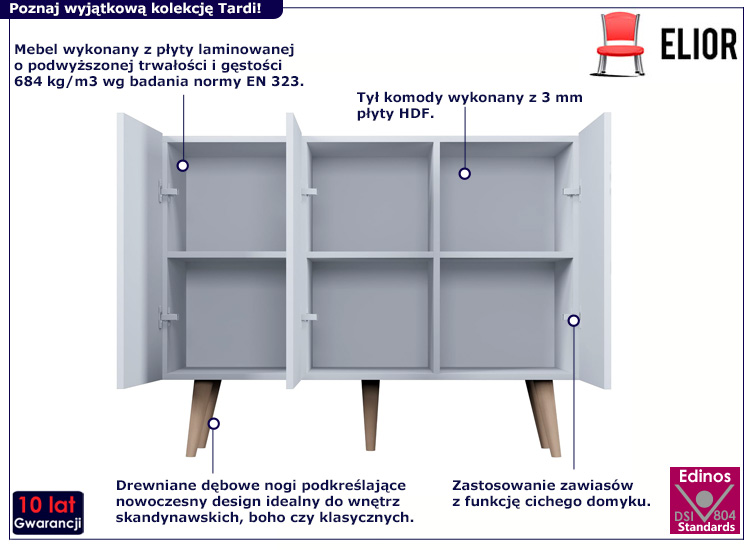 Biała komoda Tardi 3X