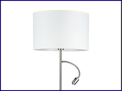 Biała lampa podłogowa z osobną lampką LED do czytania A21-Tula