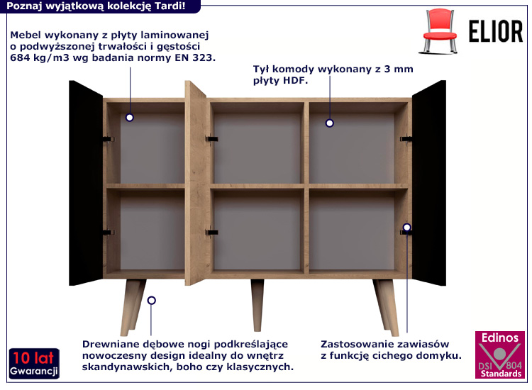  Komoda Tardi 3X czarny