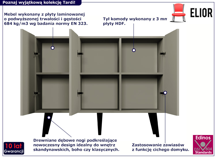  Komoda Tardi 3X szary