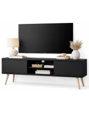Czarna szafka RTV na nóżkach - Dubby 4X 120 cm w sklepie Edinos.pl