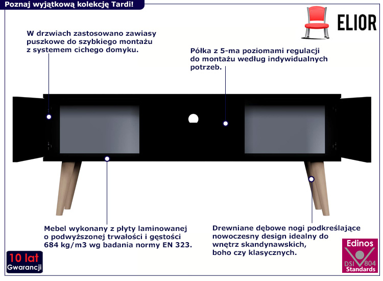 Szafka RTV Tardi 4X 120 cm czarna