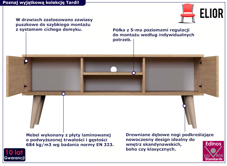 Szafka RTV Tardi 4X 120 cm dąb artisan