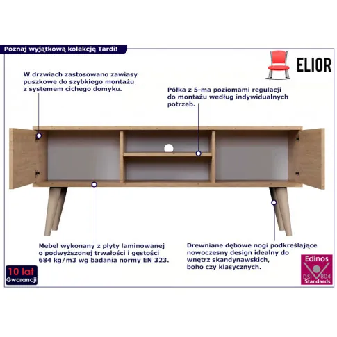 Szafka RTV na nóżkach Tardi 4X 120 cm dąb artisan