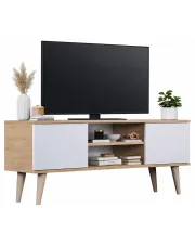 Skandynawska szafka pod telewizor dąb artisan + biały - Dubby 4X 120 cm w sklepie Edinos.pl