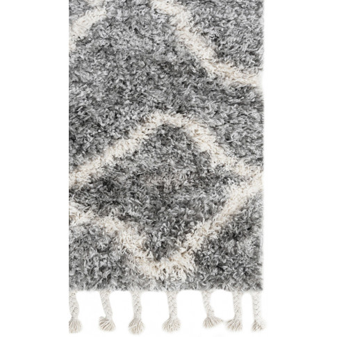 ciemnoszary dywan shaggy z frędzlami do salonu nikari 10x