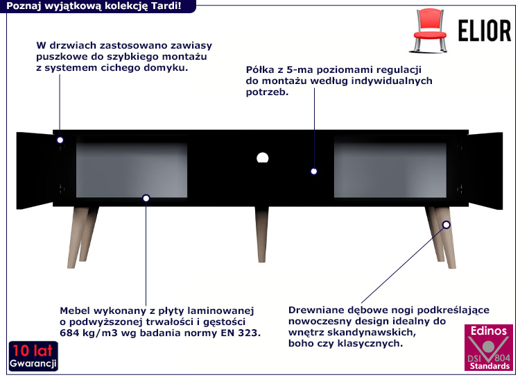Szafka RTV Dubby 5X 160 cm czarna