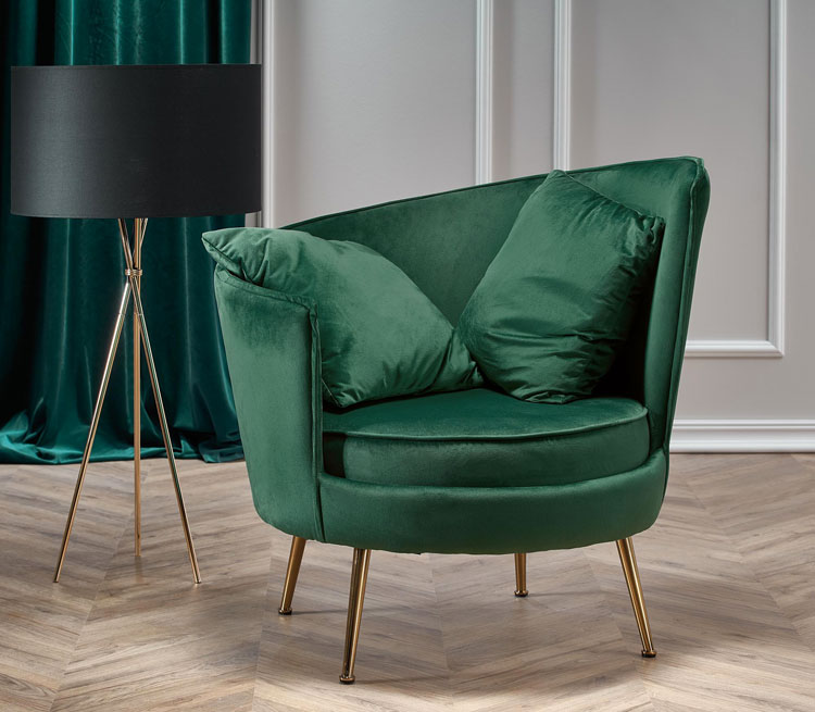 Zielony nowoczesny fotel wypoczynkowy Varcon