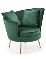 Zielony welurowy fotel wypoczynkowy glamour - Varcon w sklepie Edinos.pl