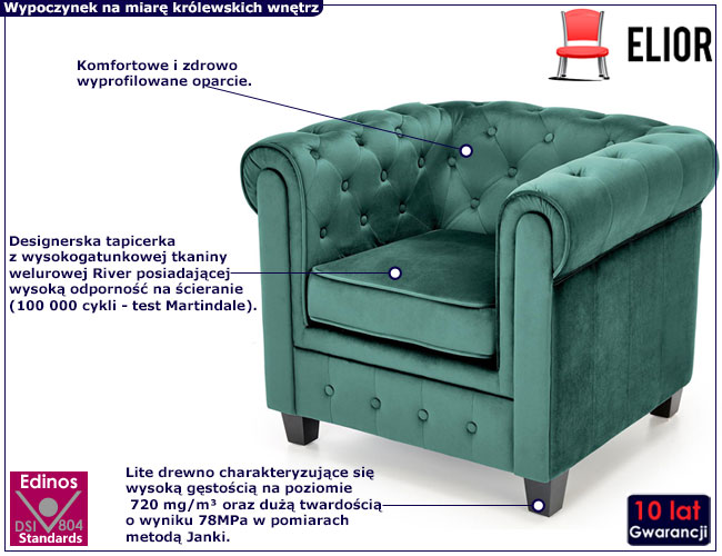 Zielony fotel wypoczynkowy Vismos 3X