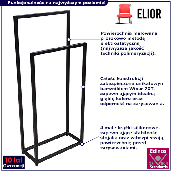 Czarny stojak na ręczniki Moret 3X 45 cm
