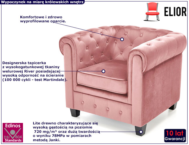 Różowy fotel wypoczynkowy Vismos 3X
