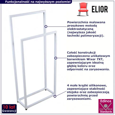 Metalowy stojak łazienkowy Sarsa 3X 45 cm biały