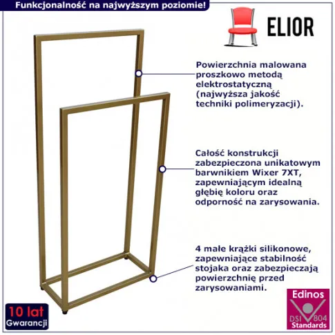 Metalowy stojak łazienkowy Sarsa 3X 45 cm złoty