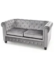 Szara pikowana sofa w stylu Chesterfield  - Vismos 4X w sklepie Edinos.pl