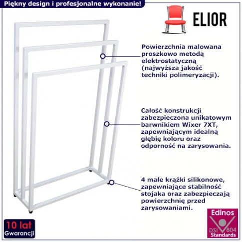 Metalowy stojak łazienkowy Kardik 4X 60 cm biały