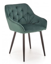 Zielone tapicerowane welurem krzesło kubełkowe - Deviso w sklepie Edinos.pl