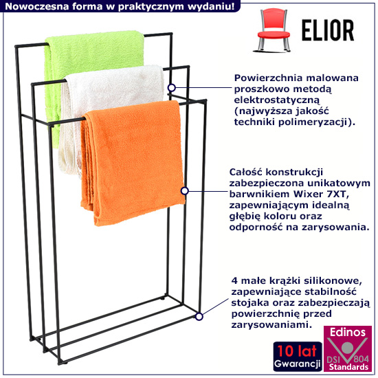 Czarny stojak na ręczniki Poliks