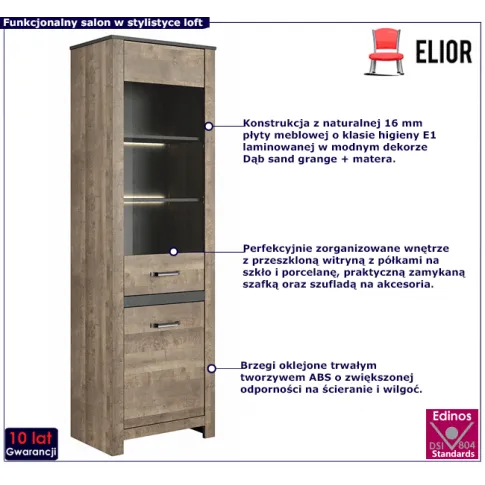 Regał z witryną Garret 3X