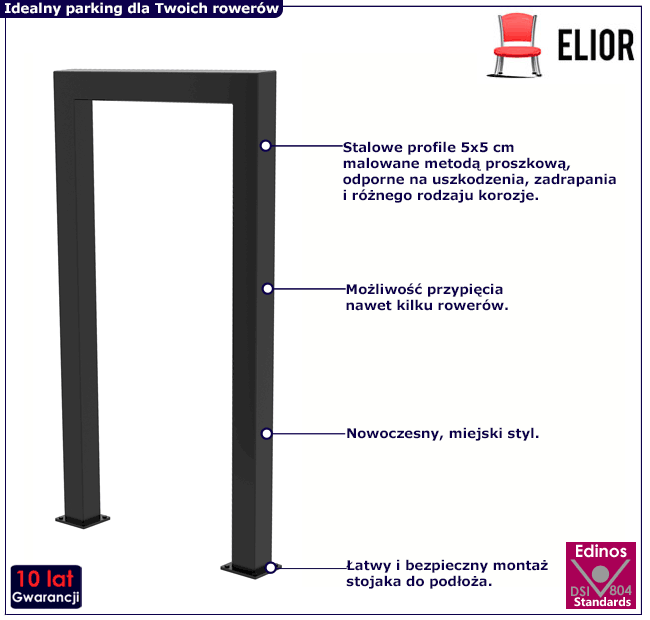 Grafitowy miejski stojak rowerowy Jolerso