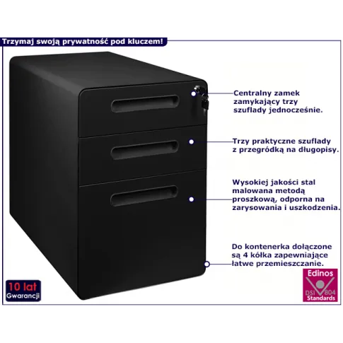 Kontenerek biurowy zamykany na klucz Exo