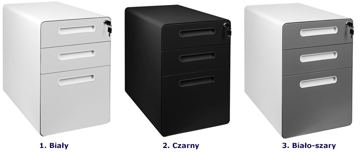 Czarna szafka pod biurko z centralnym zamkiem Amaros