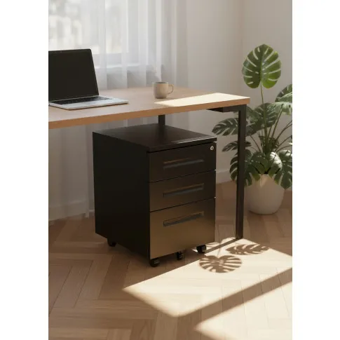 Czarny kontenerek pod biurko na klucz   Cebo 4X