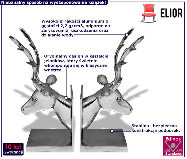 Dwie podpórki do książek w formie jelonków Halmero