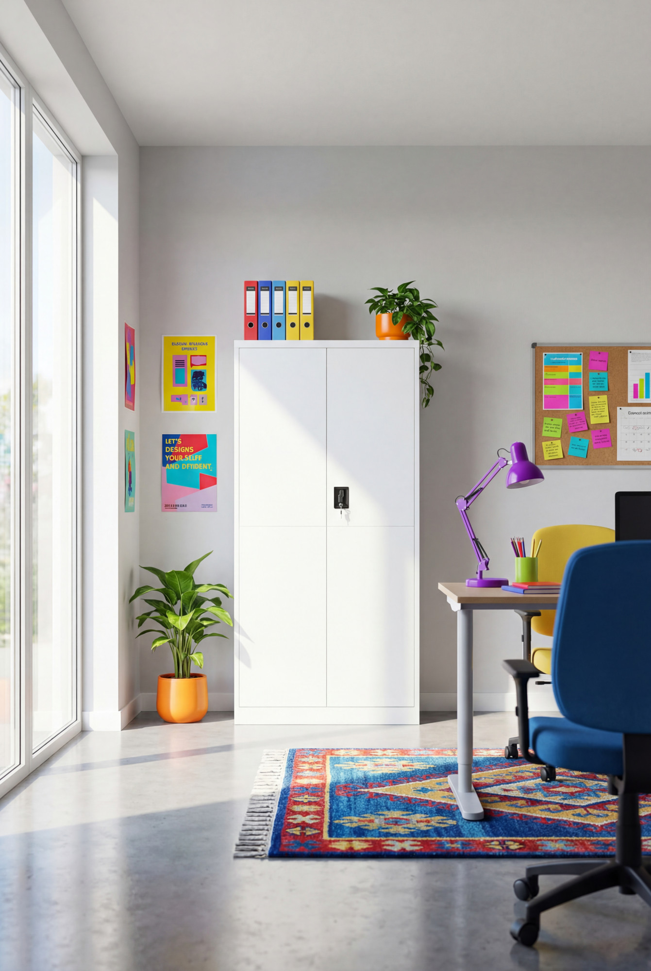 Aranżacja biura z szafą biurową na klucz - Thof