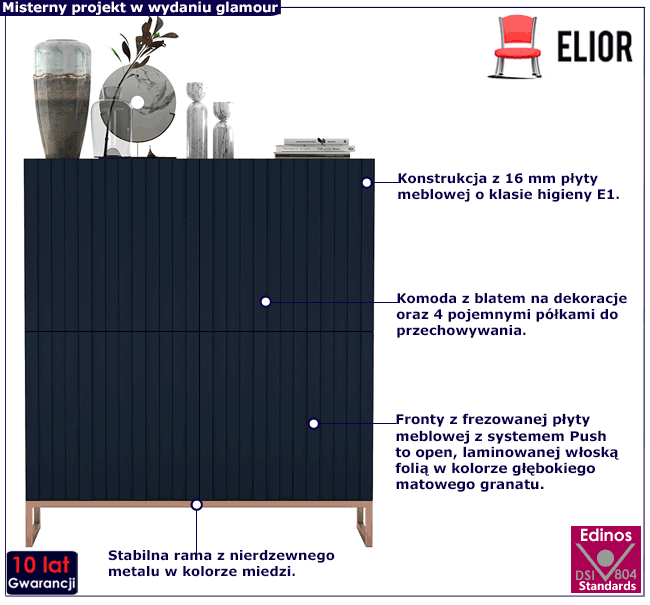 Komoda w stylu modern glam Tirena 4X
