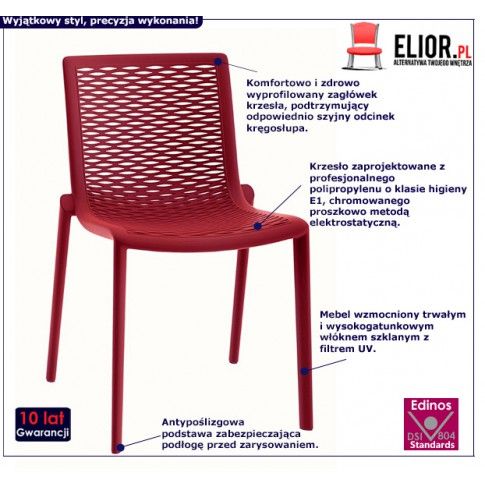 Fotografia Krzesło ażurowe Farry 2X - czerwone z kategorii Pozostałe krzesła