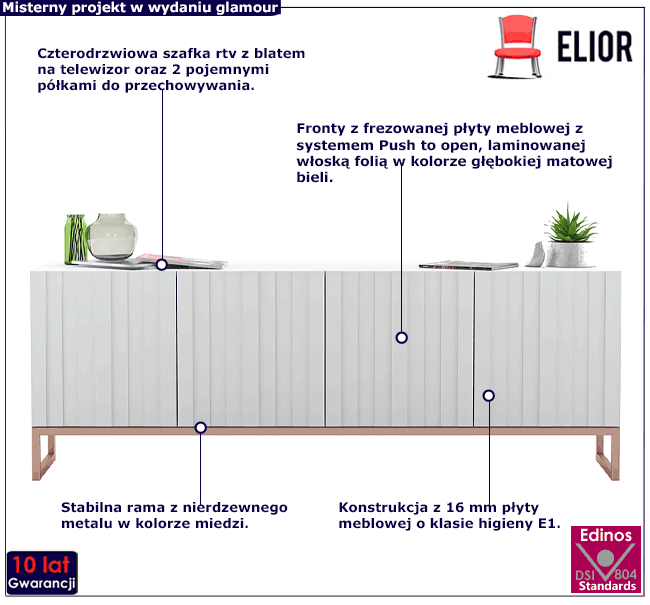 Szafka rtv w stylu modern glam Tirena 5X