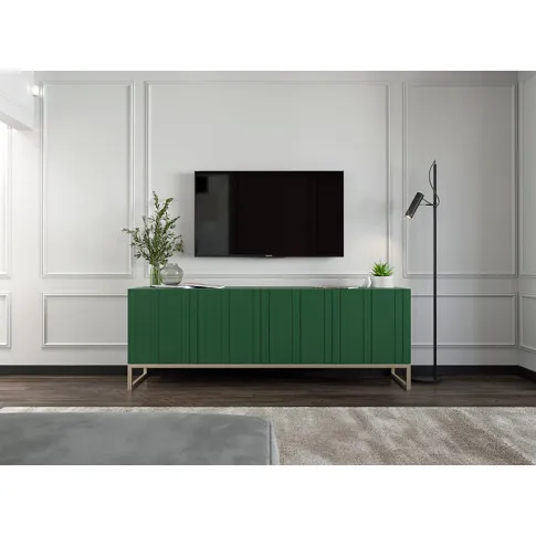 Wizualizacja aranżacji z zieloną szafką rtv Irving 5X