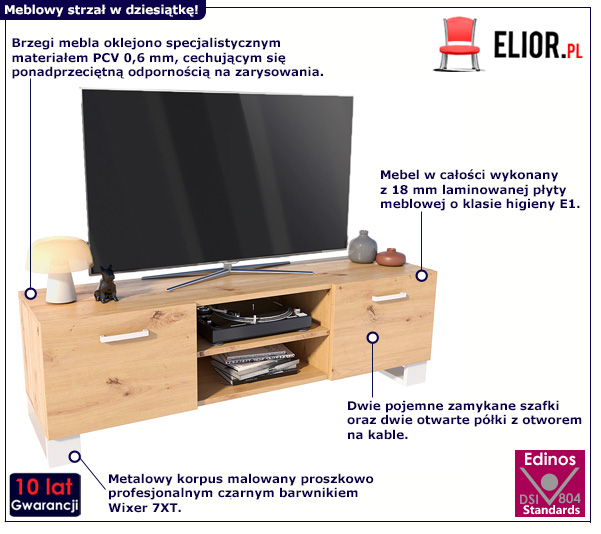 Szafka RTV do salonu Marus dąb artisan+biały