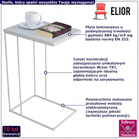 Minimalistyczny stolik pomocniczy Texti 3X biały