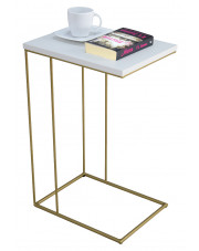 Stolik pomocniczy w stylu glamur biały + złoty - Texti 4X w sklepie Edinos.pl