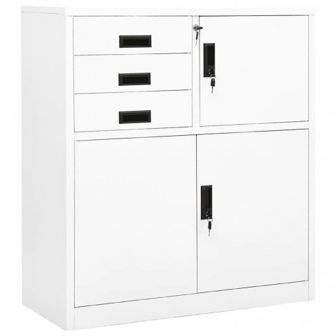 Biała szafka biurowa z szufladami na klucz Umiva
