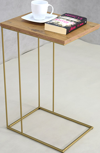 Wizualizacja stolika pomocniczego Martix 4X złoty+dąb lancelot