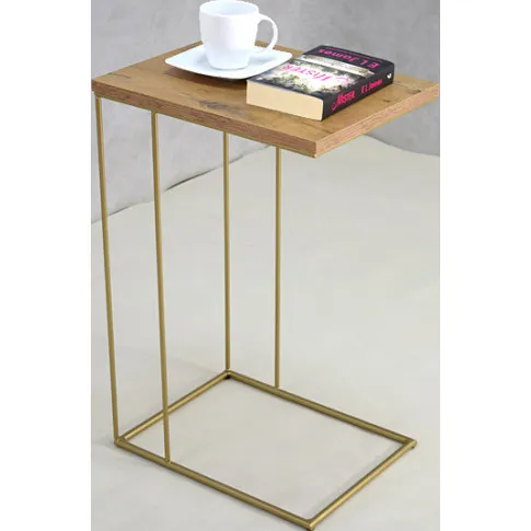 Wizualizacja stolika pomocniczego Texti 4X dąb lancelot złoty