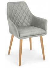 Pikowane krzesło tapicerowane z podłokietnikami Syvis - popielate w sklepie Edinos.pl
