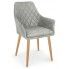 Pikowane krzesło tapicerowane z podłokietnikami Syvis - popielate
